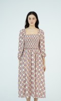 G-Magenta Long Sleeves Midi Silk Dress